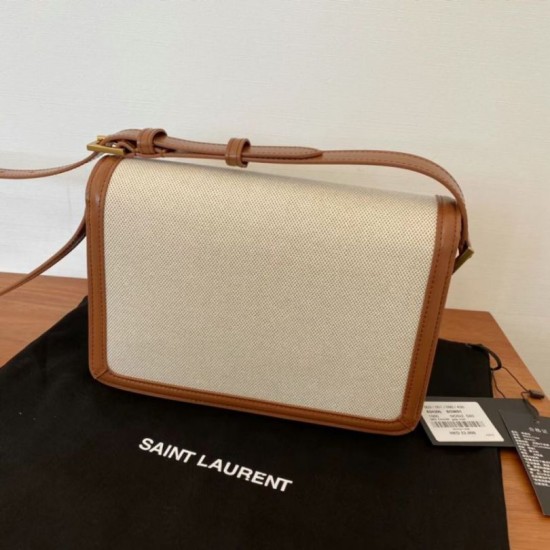 Replica Borsa media YSL Saint Laurent Solferino in tela con pelle di vitello