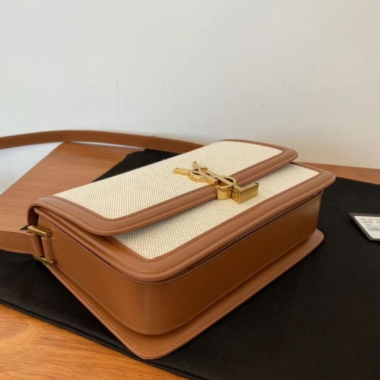 Replica Borsa media YSL Saint Laurent Solferino in tela con pelle di vitello