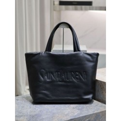 Replica Borsa tote imbottita larga YSL Saint Laurent in nappa nera