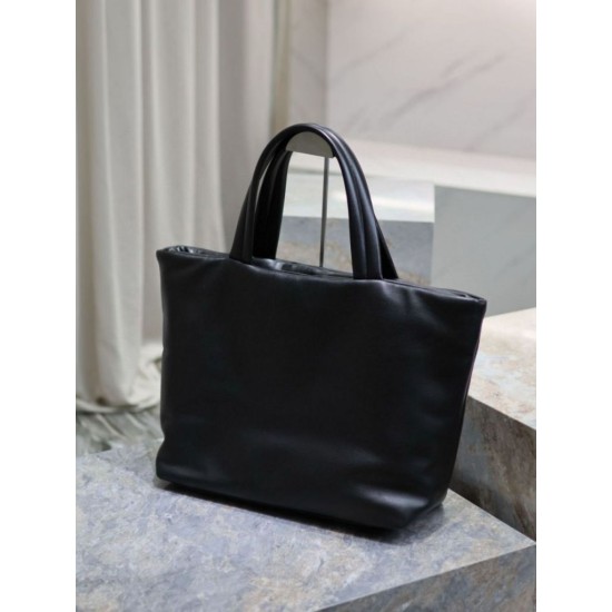 Replica Borsa tote imbottita larga YSL Saint Laurent in nappa nera