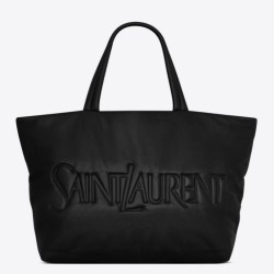 Replica Borsa tote imbottita larga YSL Saint Laurent in nappa nera