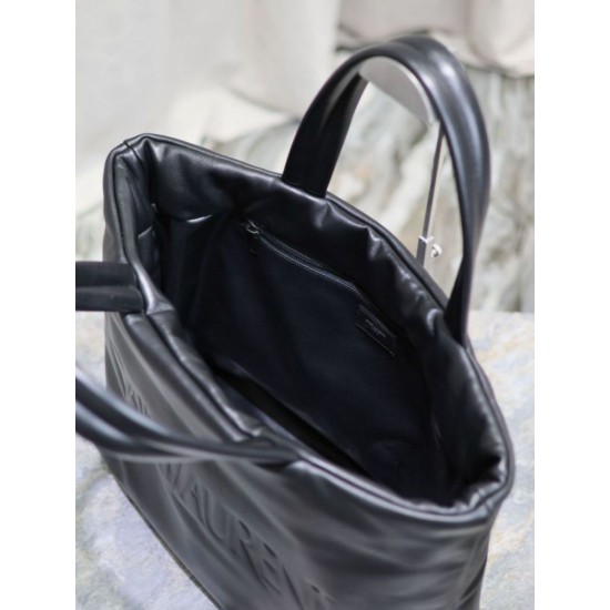 Replica Borsa tote imbottita larga YSL Saint Laurent in nappa nera
