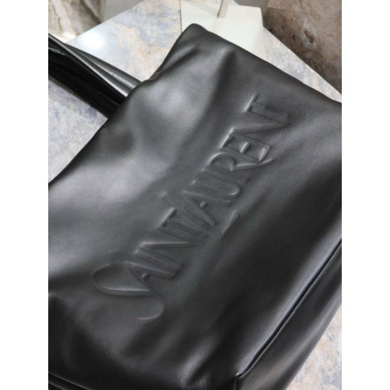 Replica Borsa tote imbottita larga YSL Saint Laurent in nappa nera