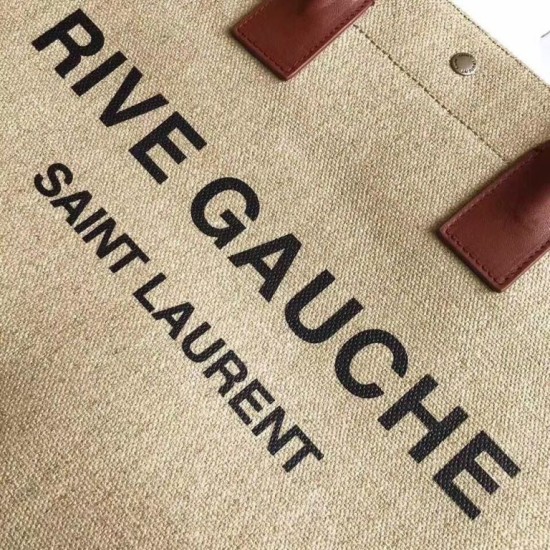 Replica Borsa tote YSL Saint Laurent Rive Gauche con manico marrone chiaro