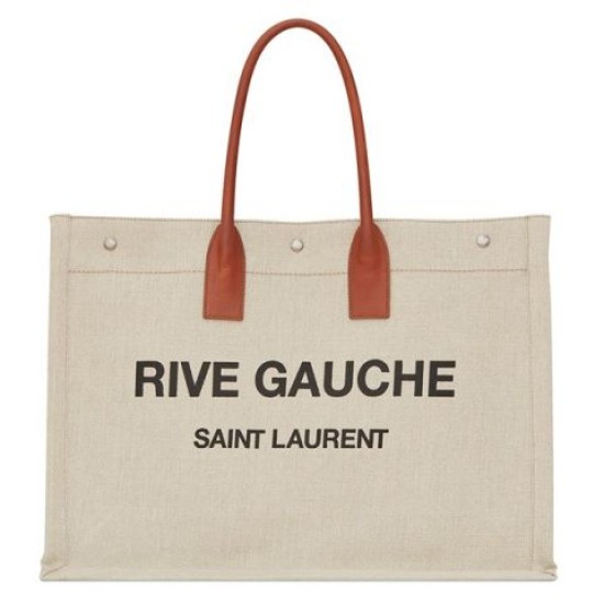 Replica Borsa tote YSL Saint Laurent Rive Gauche con manico marrone chiaro