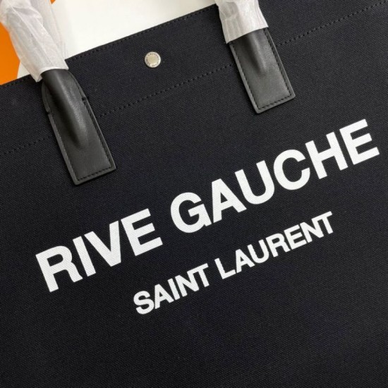 Replica Borsa tote YSL Saint Laurent Rive Gauche Lino nero e Replica Borsa tote YSL Saint Laurent Rive Gauche Lino nero e