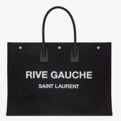 Replica Borsa tote YSL Saint Laurent Rive Gauche Lino nero e
