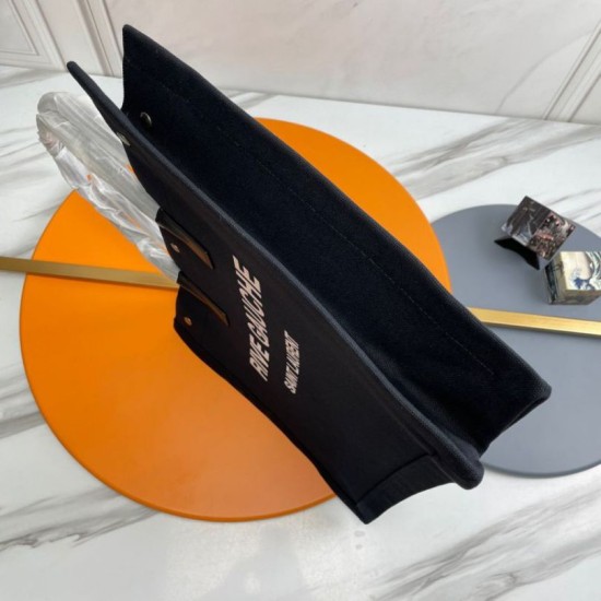 Replica Borsa tote YSL Saint Laurent Rive Gauche Lino nero e Replica Borsa tote YSL Saint Laurent Rive Gauche Lino nero e