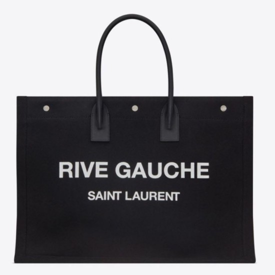 Replica Borsa tote YSL Saint Laurent Rive Gauche Lino nero e Replica Borsa tote YSL Saint Laurent Rive Gauche Lino nero e
