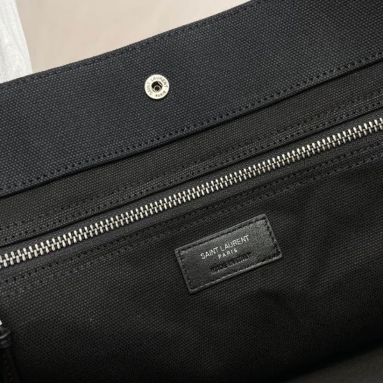 Replica Borsa tote YSL Saint Laurent Rive Gauche Lino nero e Replica Borsa tote YSL Saint Laurent Rive Gauche Lino nero e
