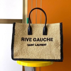 Replica Borsa tote YSL Saint Laurent Rive Gauche Rafia beige e Replica Borsa tote YSL Saint Laurent Rive Gauche Rafia beige e