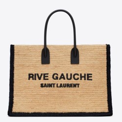 Replica Borsa tote YSL Saint Laurent Rive Gauche Rafia beige e