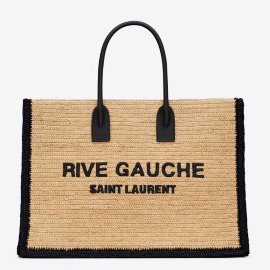 Replica Borsa tote YSL Saint Laurent Rive Gauche Rafia beige e