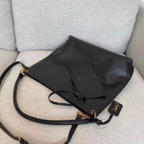 Replica Borsa YSL Saint Laurent Tag Hobo Pelle di vitello nera
