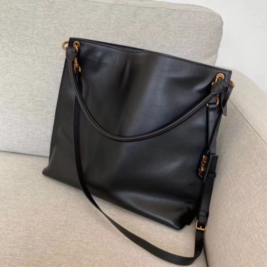 Replica Borsa YSL Saint Laurent Tag Hobo Pelle di vitello nera