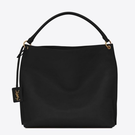 Replica Borsa YSL Saint Laurent Tag Hobo Pelle di vitello nera