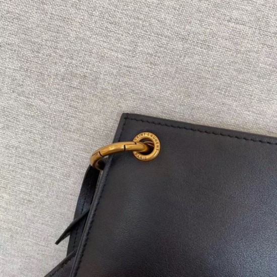 Replica Borsa YSL Saint Laurent Tag Hobo Pelle di vitello nera