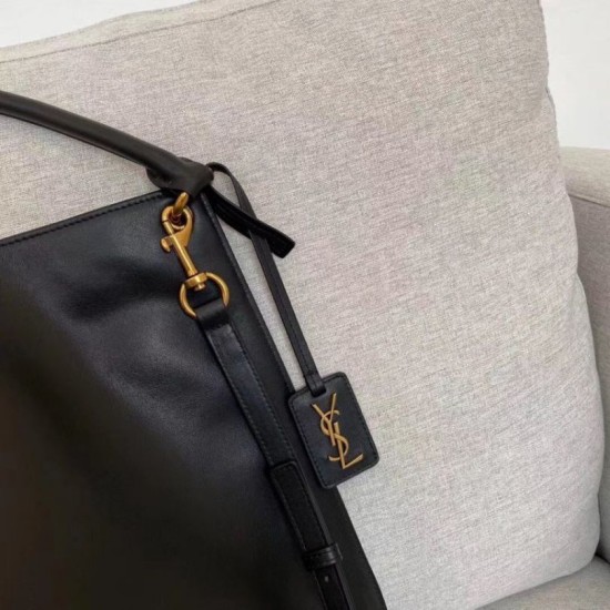 Replica Borsa YSL Saint Laurent Tag Hobo Pelle di vitello nera