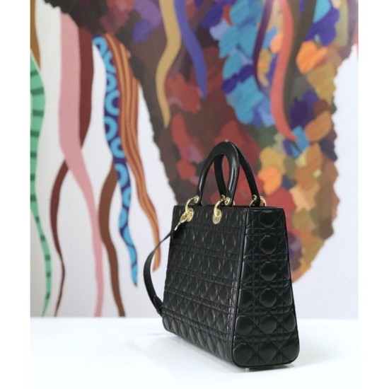 Replica Borsa tote grande Christian Dior Supple Lady Dior M0584 oro nero Replica Borsa tote grande Christian Dior Supple Lady Dior M0584 oro nero