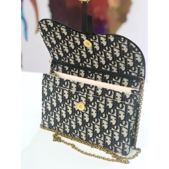 Replica Christian Dior Oblique Saddle Woc Chain Bag M5620 Nero