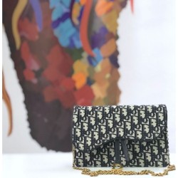 Replica Christian Dior Oblique Saddle Woc Chain Bag M5620 Nero