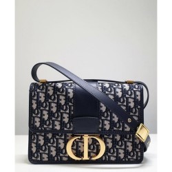 Replica Christian Dior 30 Montaigne Flap Borsa Blu scuro