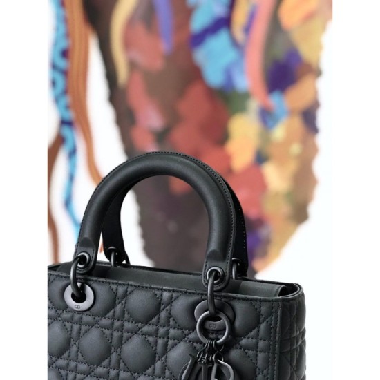 Replica Borsa Christian Dior Lady Dior Ultra-Matte Nero