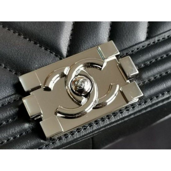 Replica Boy Classica Chevron Flap Borse A67086 Nero Steel Hardware