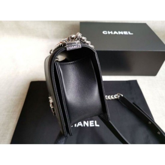 Replica Boy Classica Chevron Flap Borse A67086 Nero Steel Hardware