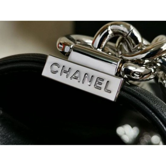 Replica Boy Classica Chevron Flap Borse A67086 Nero Steel Hardware