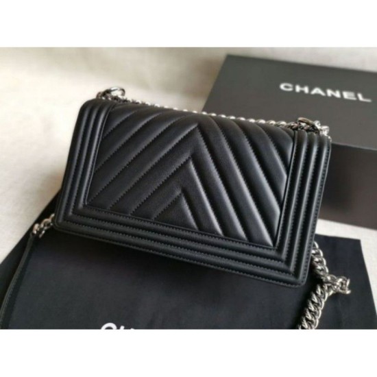 Replica Boy Classica Chevron Flap Borse A67086 Nero Steel Hardware