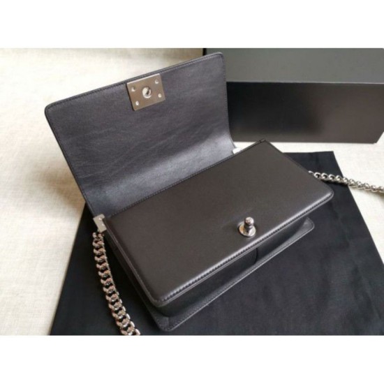 Replica Boy Classica Chevron Flap Borse A67086 Nero Steel Hardware