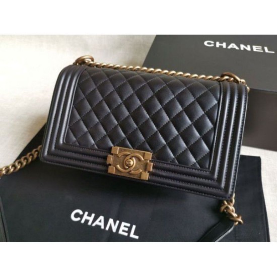 Replica Boy Classic Flap Borse A67086 Nero Pelle di Agnello