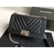 Replica Boy Classica Chevron Flap Borse A67086 Nero Steel Hardware
