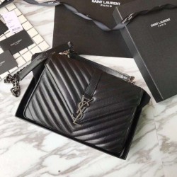 Replica YSL Saint Laurent Media Monogram Kate Chain Borse a tracolla Nero