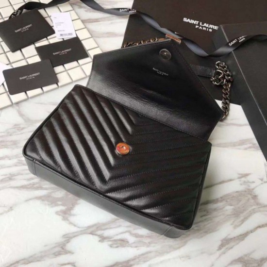 Replica YSL Saint Laurent Media Monogram Kate Chain Borse a tracolla Nero