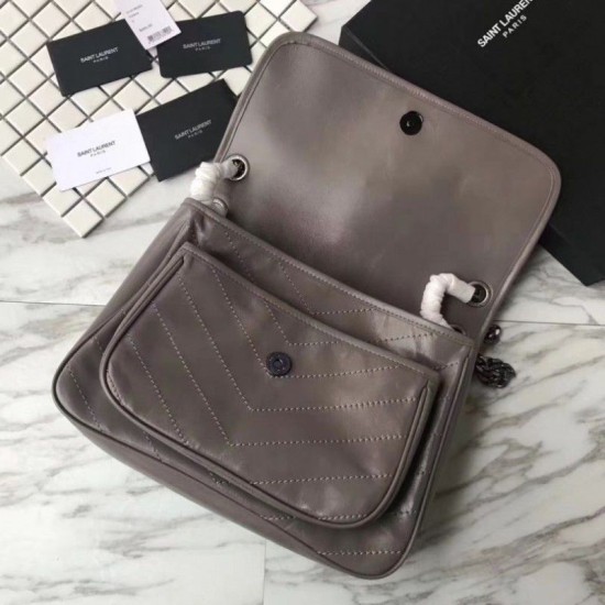 Replica YSL Saint Laurent Medium Niki Chain Borse Grigia