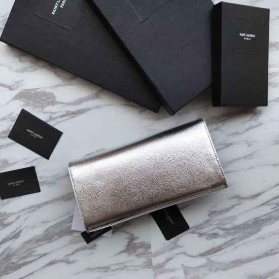 Replica Saint Laurent Classic Metallic Monogramme frizione Argento Replica Saint Laurent Classic Metallic Monogramme frizione Argento