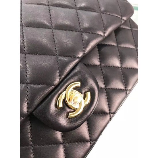 Replica Medium Classica Flap in pelle di agnello nero GHW A01112