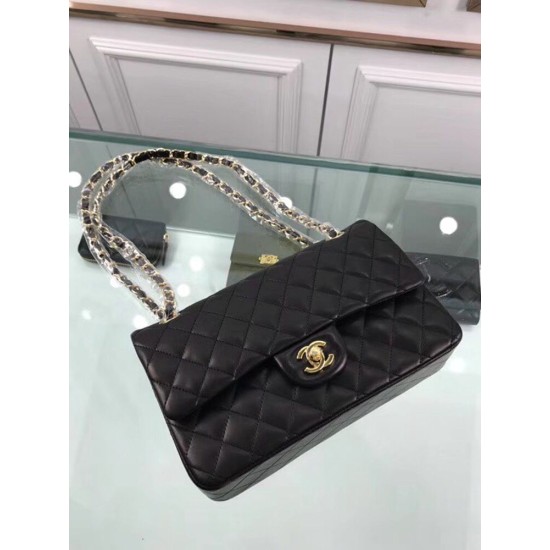 Replica Medium Classica Flap in pelle di agnello nero GHW A01112