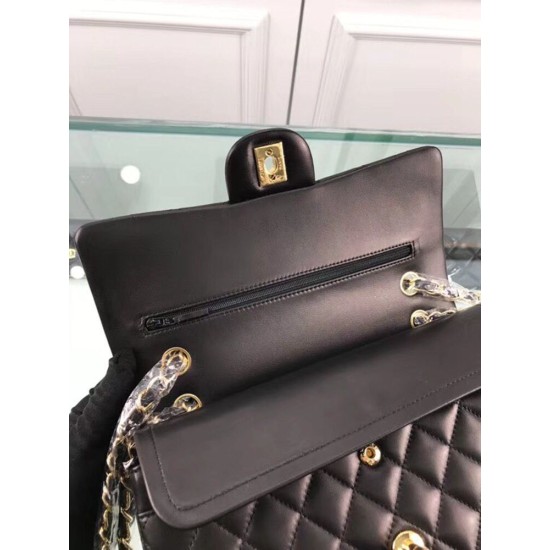 Replica Medium Classica Flap in pelle di agnello nero GHW A01112