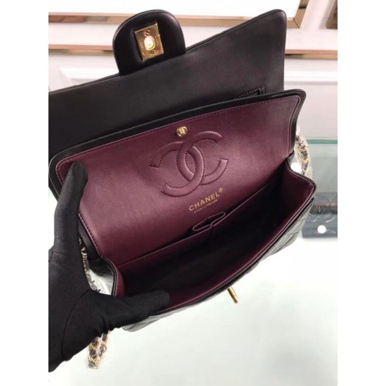 Replica Medium Classica Flap in pelle di agnello nero GHW A01112
