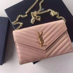 Replica Portafoglio Saint Laurent in grano di albicocca De Poudre Textured Matelasse Leather 377828