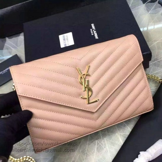 Replica Portafoglio Saint Laurent in grano di albicocca De Poudre Textured Matelasse Leather 377828