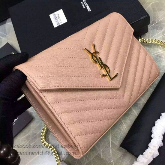 Replica Portafoglio Saint Laurent in grano di albicocca De Poudre Textured Matelasse Leather 377828