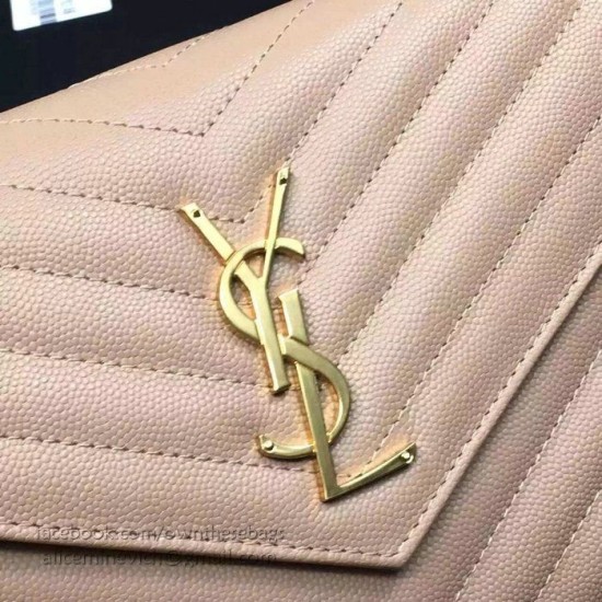Replica Portafoglio Saint Laurent in grano di albicocca De Poudre Textured Matelasse Leather 377828