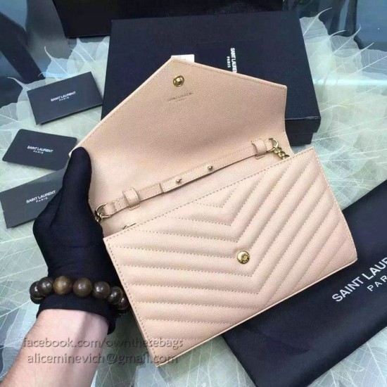 Replica Portafoglio Saint Laurent in grano di albicocca De Poudre Textured Matelasse Leather 377828