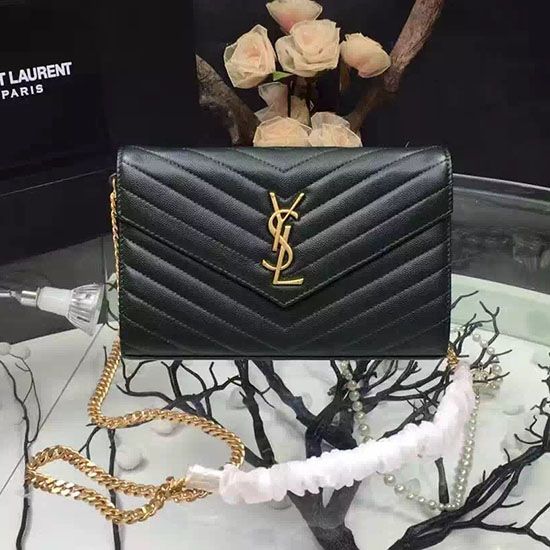 Replica Raccoglitore YSL Saint Laurent della catena di cuoio della Matelasse di  Green Grained