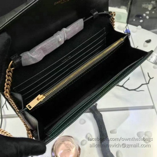 Replica Raccoglitore YSL Saint Laurent della catena di cuoio della Matelasse di  Green Grained