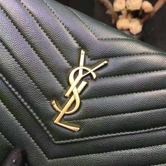 Replica Raccoglitore YSL Saint Laurent della catena di cuoio della Matelasse di  Green Grained